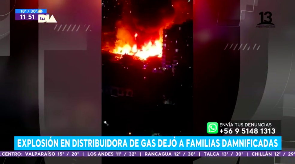 Explosión en distribuidora de gas afectó a familias de La Cisterna