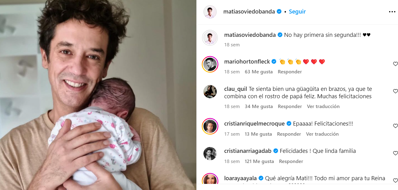 Matías Oviedo anunció que se convirtió en padre por segunda vez.