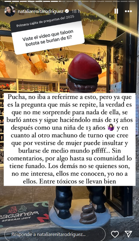 Respuesta de Natalia Rodríguez tras los burlescos dichos de Faloon Larraguibel y Botota. 