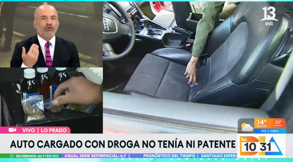 Fiscalizan auto cargado con droga en Lo Prado.