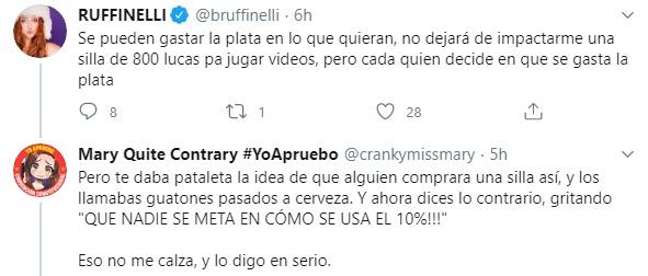 El round de Bernardita Ruffinelli y una tuitera que la criticó