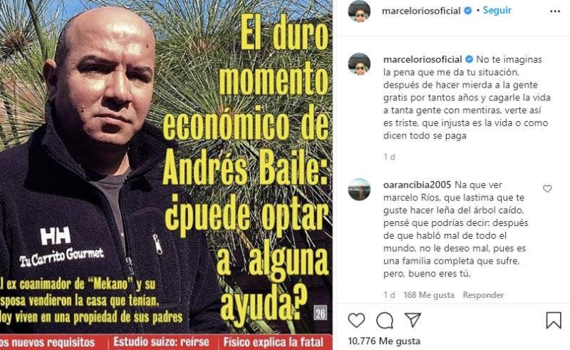 Marcelo Ríos se burla de situación económica de Andrés Baile
