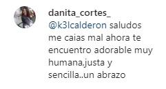Kel Calderón responde insólita crítica de seguidora