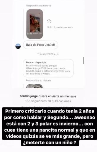 Coté López funa a seguidor que molestaba a su hijo