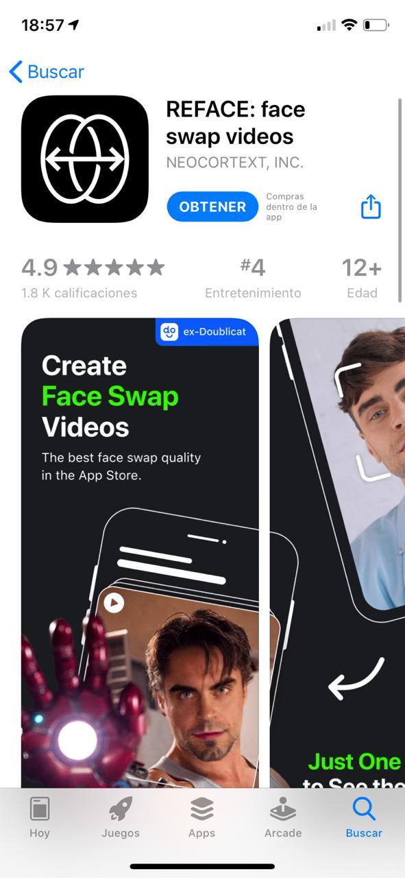 Aplicación cambio de cara iphone