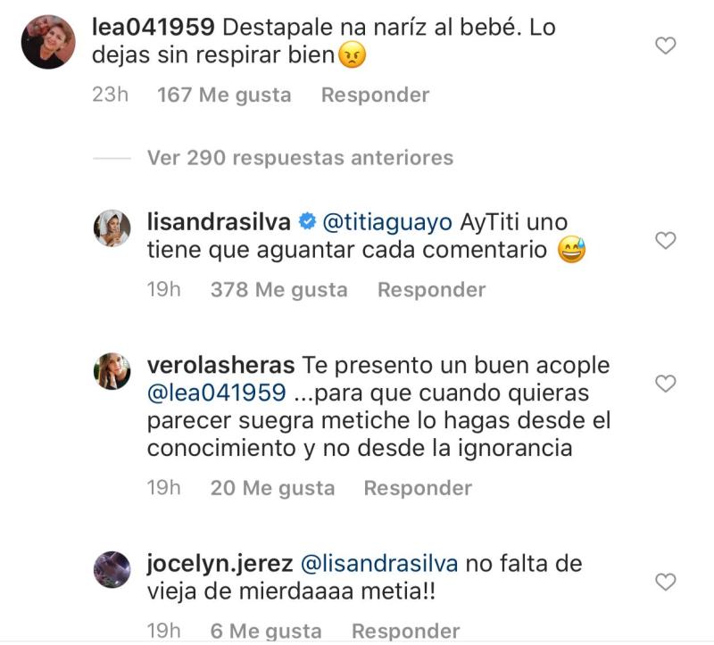 lisandra silva responde comentario lactancia