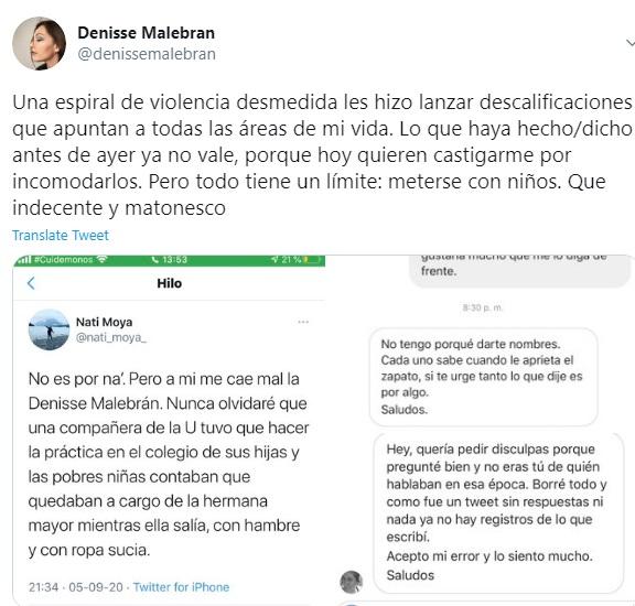 “Indecente y matonesco”: Denisse Malebrán enfrenta ataques por tuit