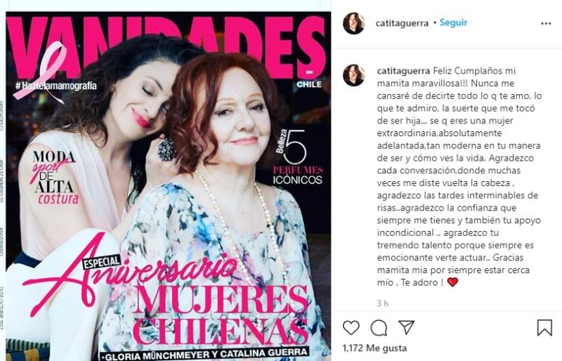 “Gracias mamita”: Catalina Guerra conmueve con saludo a Gloria Münchmeyer