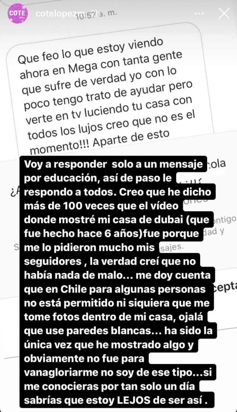 Coté López enfrenta las críticas por mostrar sus “lujos”
