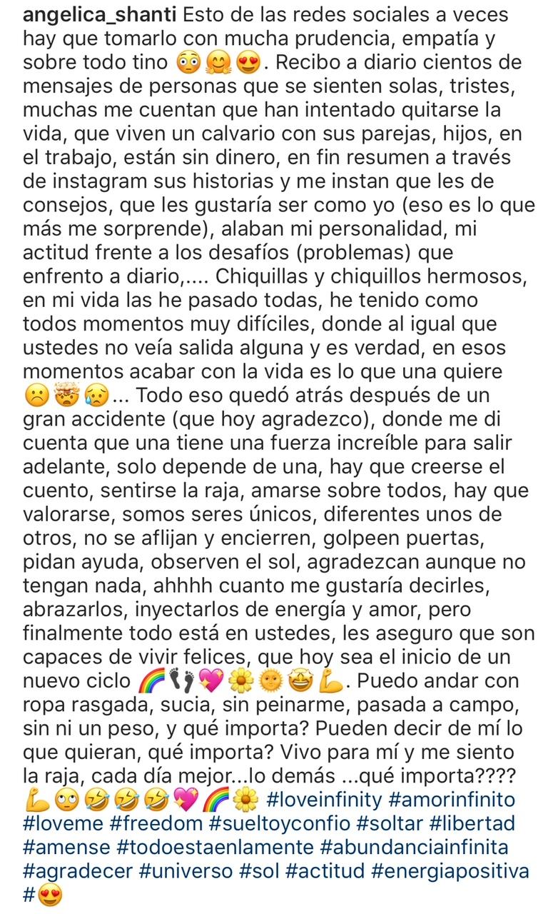 Angélica Sepúlveda muestra su lado tierno en mensaje de amor propio