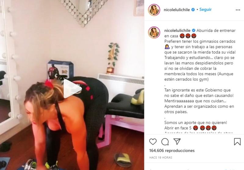 Luli se lanza contra el Gobierno por no abrir los gimnasios