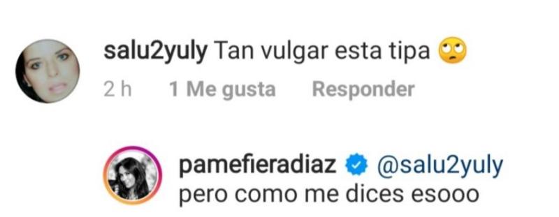 Pamela Díaz reacciona a seguidora que la trató de “vulgar”