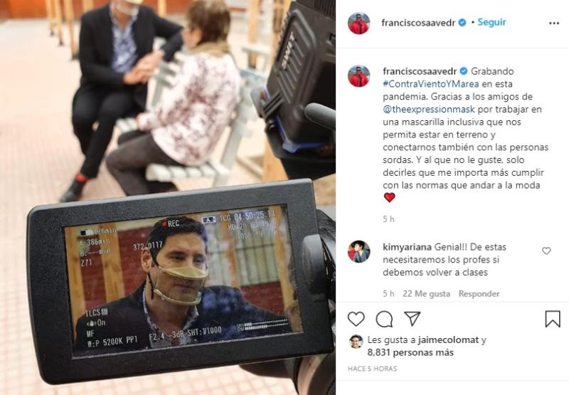 Pancho Saavedra usa original mascarilla en “Contra viento y marea”