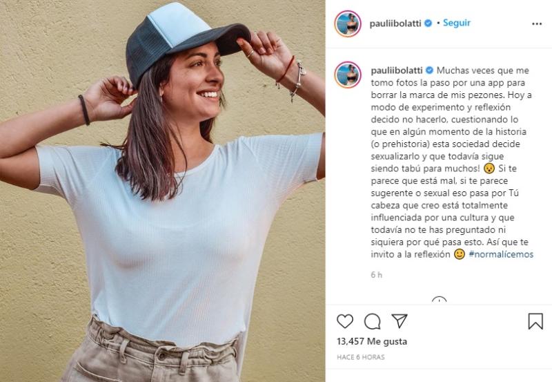 Paula Bolatti llama a no sexualizar el cuerpo con foto al natural