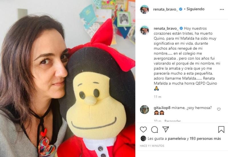 Renata Bravo destapa vínculo con Mafalda tras muerte de Quino