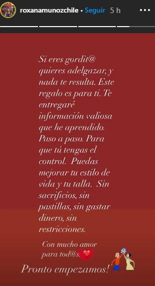 Roxana Muñoz anuncia que ayudará a otros a bajar de peso