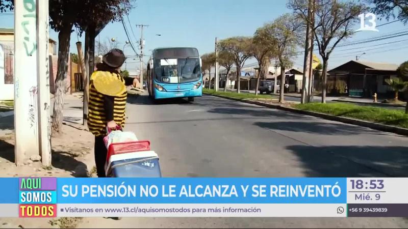 Jubilada se disfraza de abeja para vender miel en Maipú