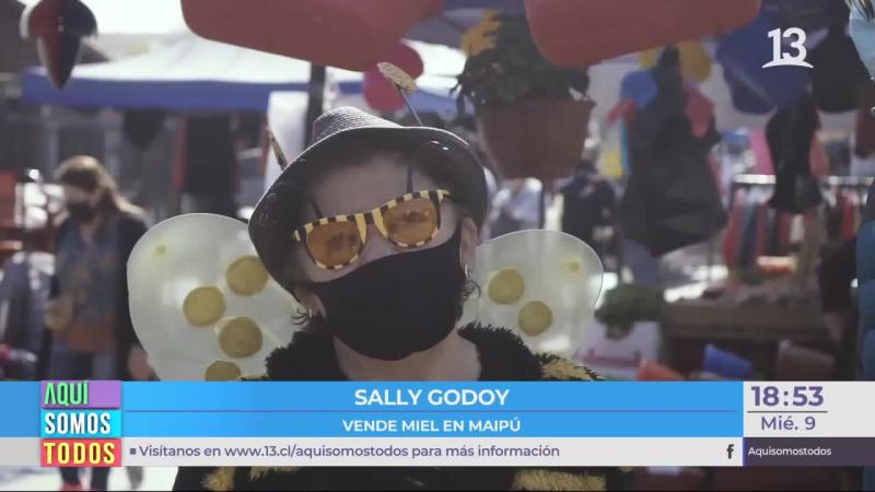 Jubilada se disfraza de abeja para vender miel en Maipú