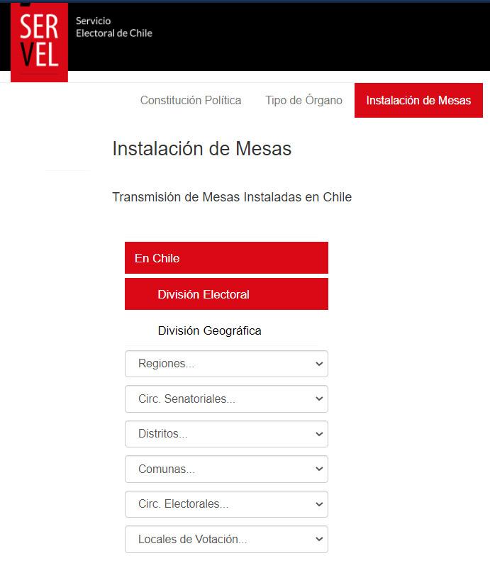 Constitución de mesas