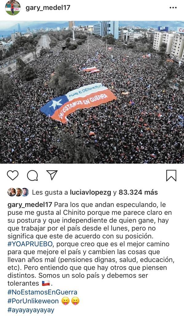 Gary Medel aclara polémico “like” a publicación de Marcelo Ríos