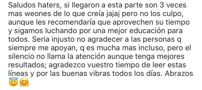 “Saludos haters”: Karol Lucero se defiende ante duras críticas