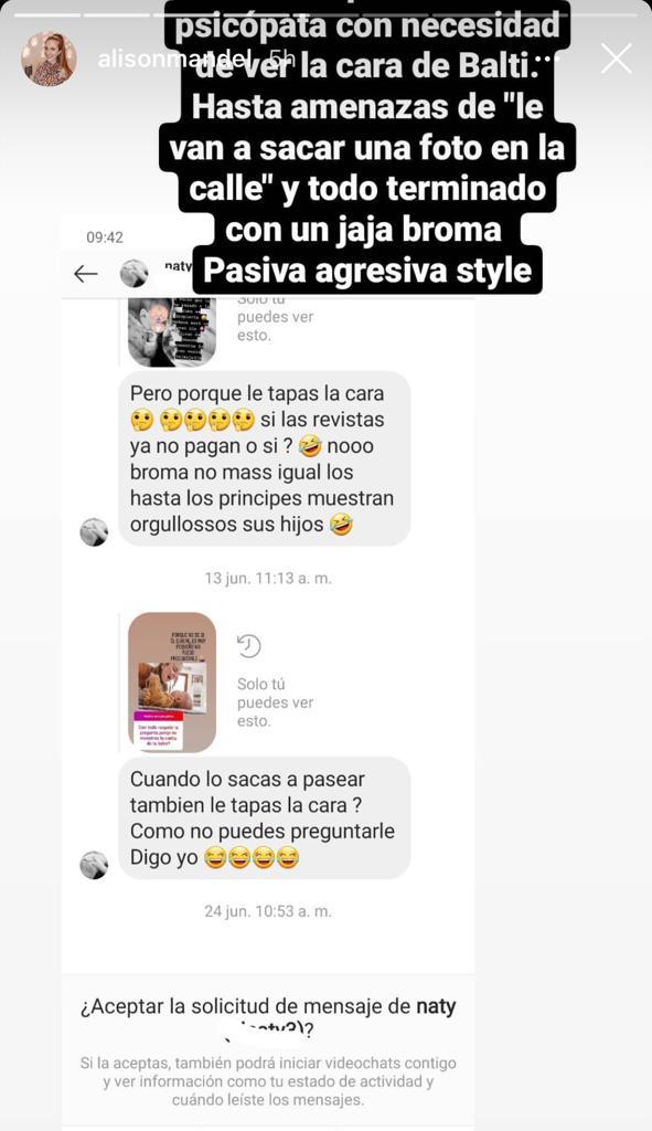 Alison Mandel exhibe críticas que recibe por no mostrar la cara de su hijo