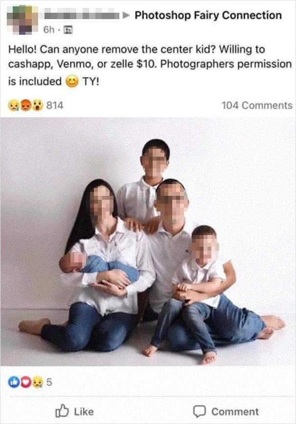 Escándalo por mujer que pidió sacar a su hijastro de foto familiar