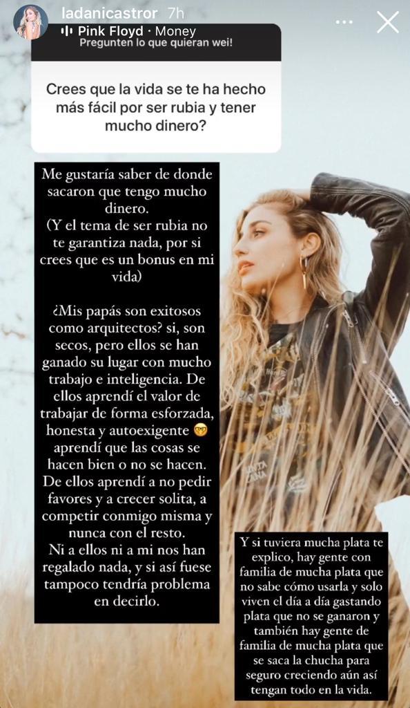 Daniela Castro responde a rumor de que viene de familia adinerada