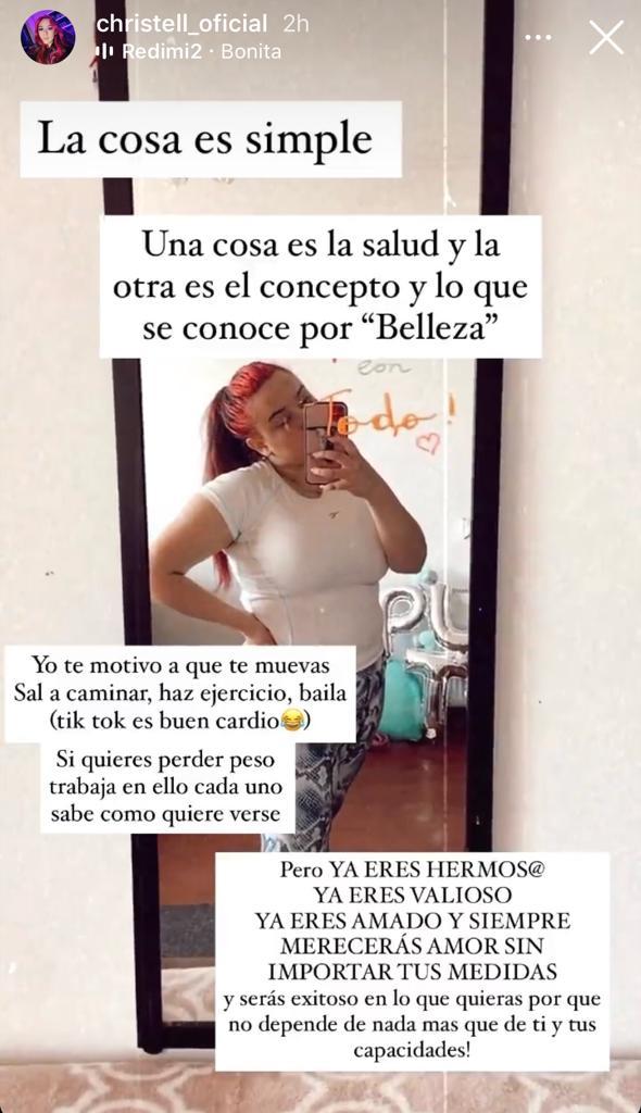 “Es mi cuerpo, lo amo”: Christell muestra su vientre con potente mensaje