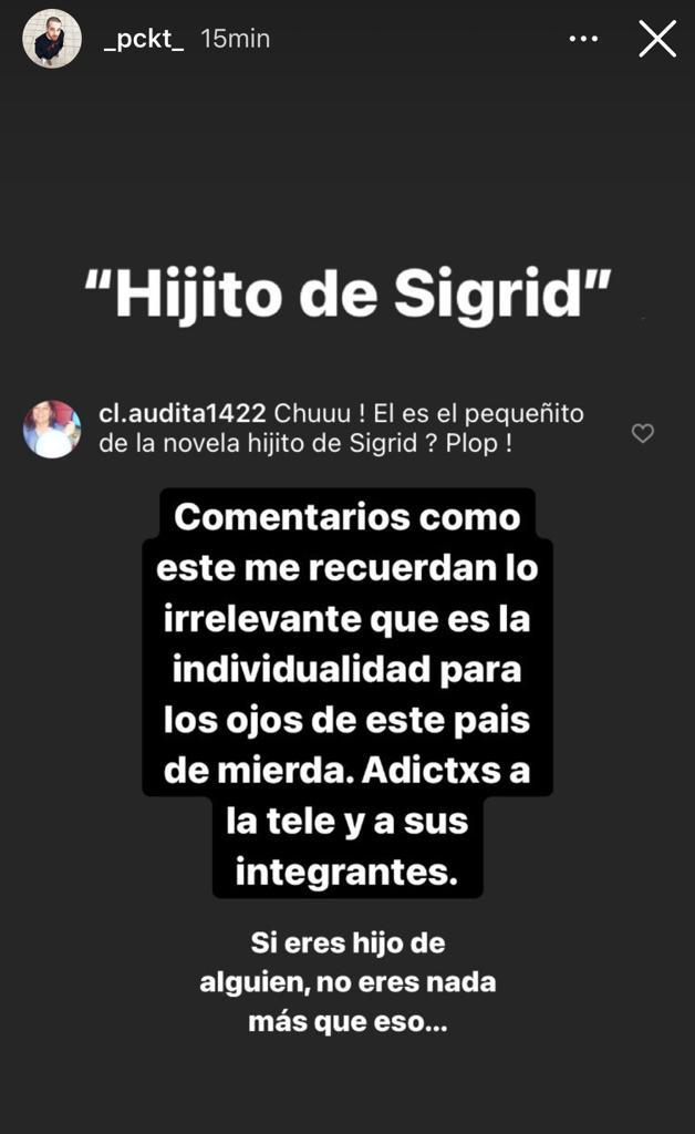 Hijo mayor de Sigrid Alegría se molesta por comentario sobre él