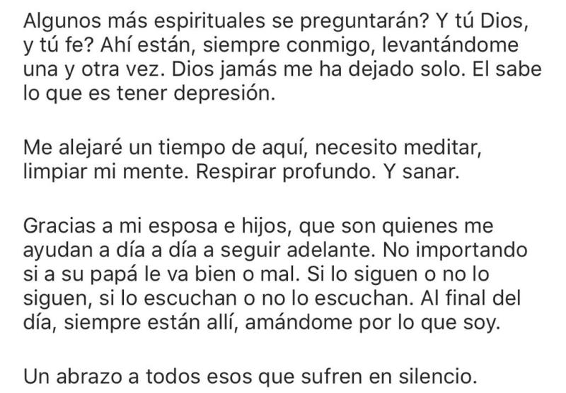 “Hoy no tengo fuerzas”: Luis Pedraza confiesa que tiene depresión