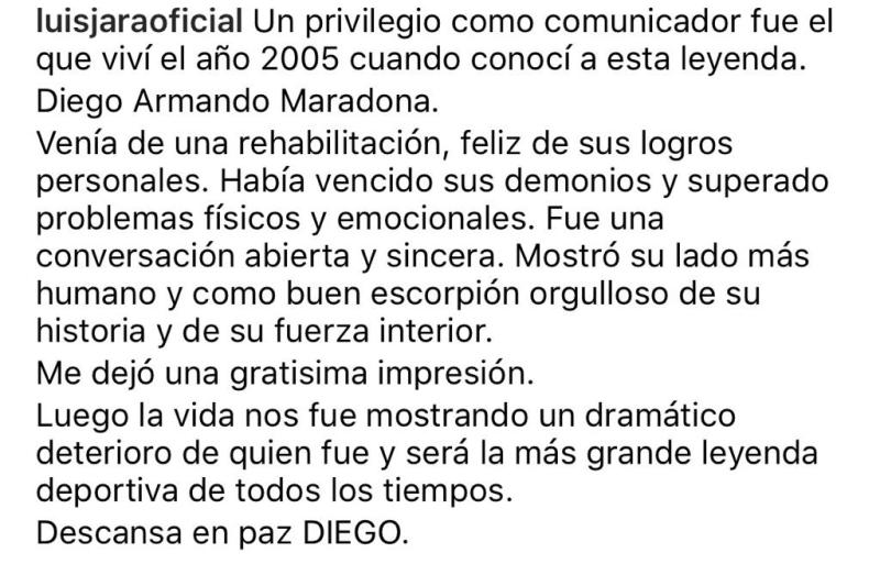 Luis Jara recuerda especial encuentro con Diego Maradona