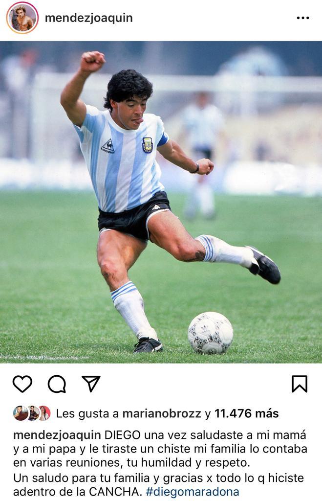 Joaquín Méndez revela anécdota familiar con Diego Maradona