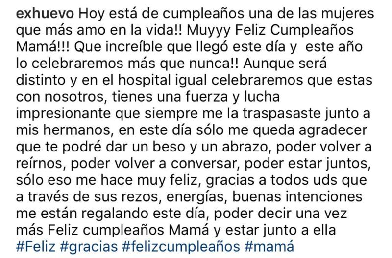 Daniel Fuenzalida dedica emotivo mensaje a su mamá hospitalizada