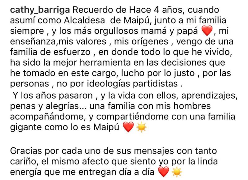 Cathy Barriga responde a crítica por supuesta tendencia política