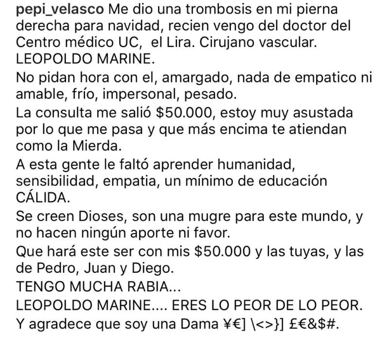 “Son una mugre”: Josefina Velasco funa a doctor tras sufrir trombosis