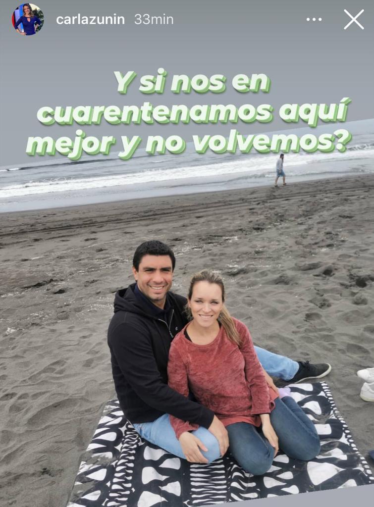 Carla Zunino muestra su pareja en romántica imagen playera
