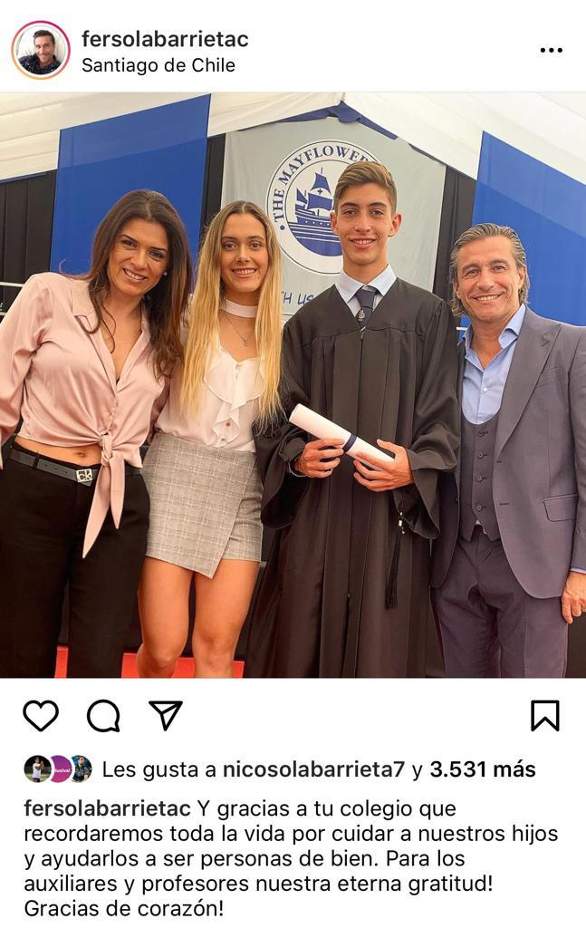 Fernando Solabarrieta celebra logro de su hijo menor