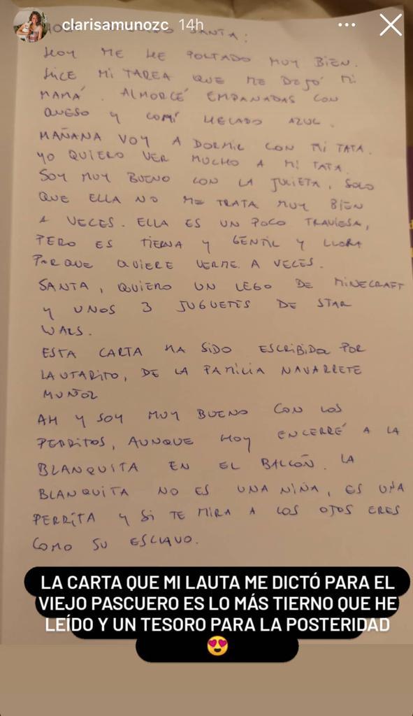 Hijo de Clarisa Muñoz emociona con su carta para el Viejito Pascuero