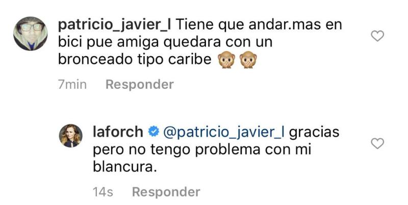 Amaya Forch responde a seguidor que criticó su tono de piel