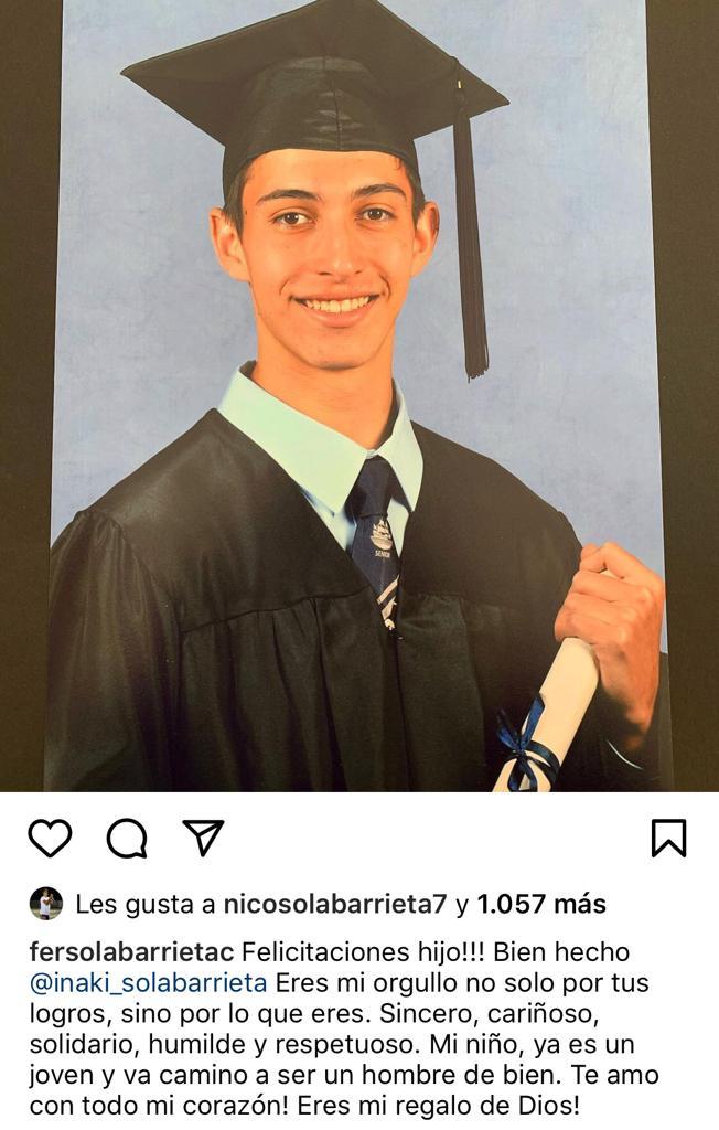 Fernando Solabarrieta celebra logro de su hijo menor