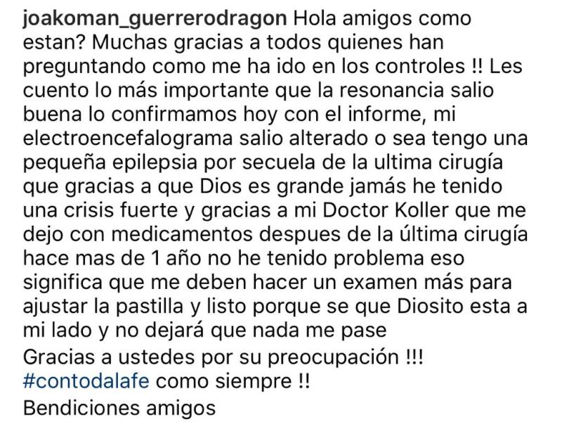 Joaquín de “Contra viento y marea” revela novedades sobre su salud