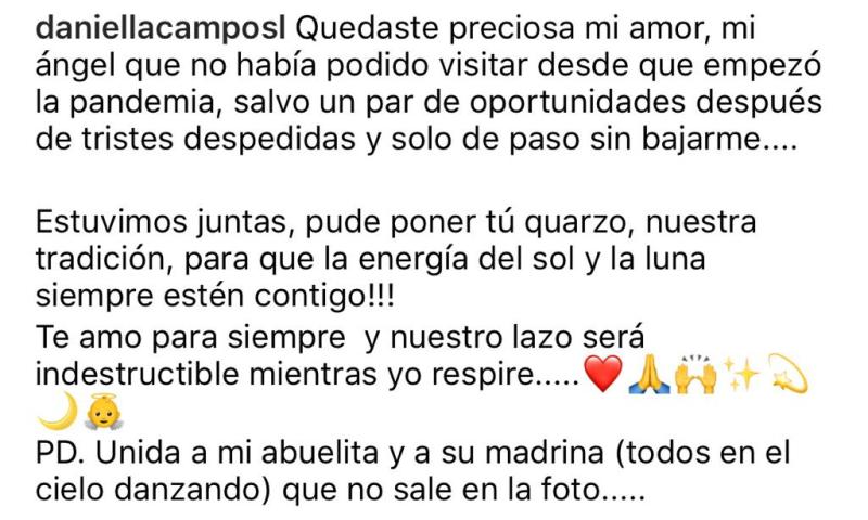 Daniella Campos recuerda a Florencia, su hija fallecida