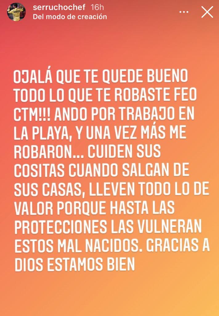 Chef Serrucho fue víctima de robo en la playa