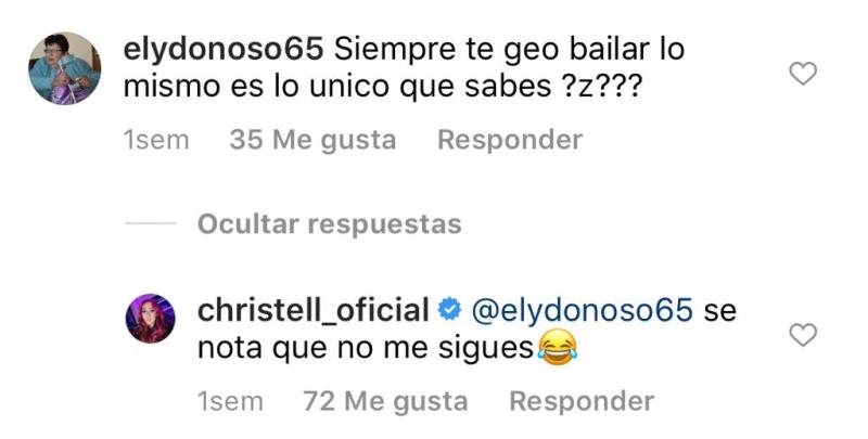 Christell enfrenta a seguidora que cuestionó su look