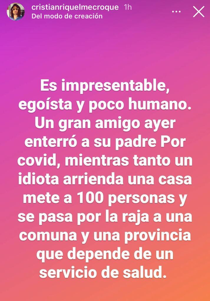 “Pelotudos”: Cristián Riquelme se desahoga por fiestas en Cachagua