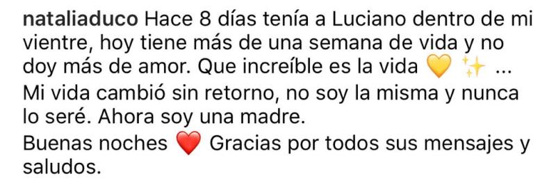 “Mi vida cambió sin retorno”: La emotiva reflexión de Natalia Duco