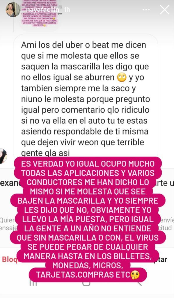 Naya Fácil recibe ataques por mostrarse sin mascarilla en auto