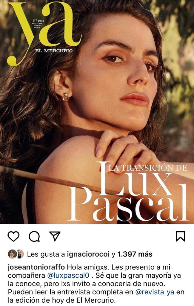 José Antonio Raffo comparte romántica postal junto a Lux Pascal
