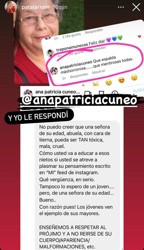 Pata Larraín estalla ante seguidora que criticó su físico